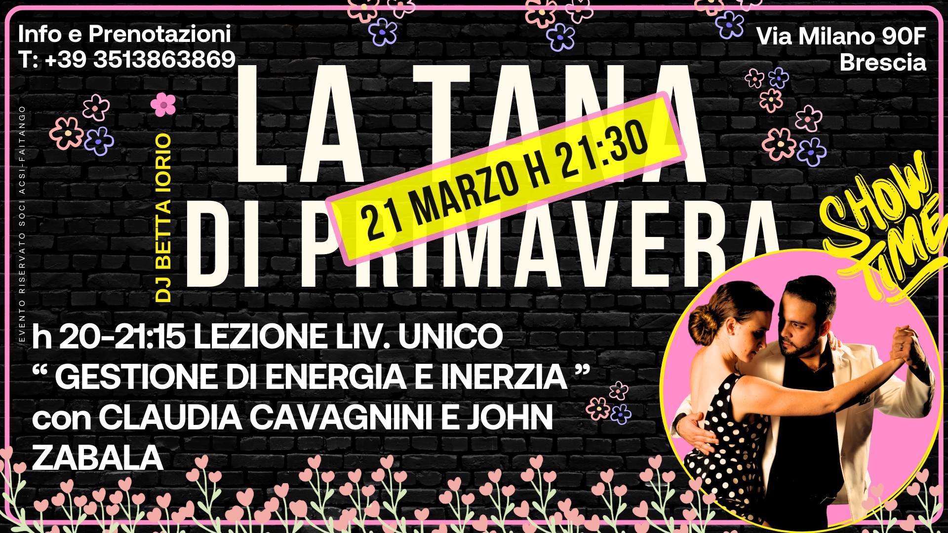 La Tana del Tango dj Iorio stage e show John Zabala Claudia Cavagnini