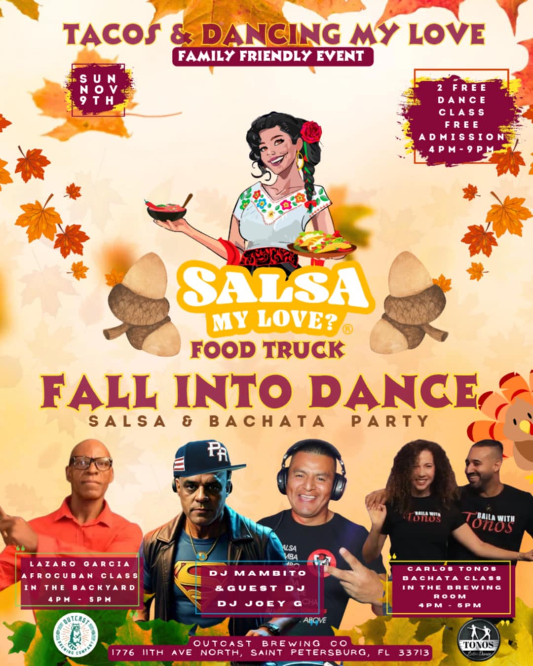 Tacos & Dancing MY LOVE: Latin Social Event FREE ADMISSION @Outcast Brewing CO St Pete