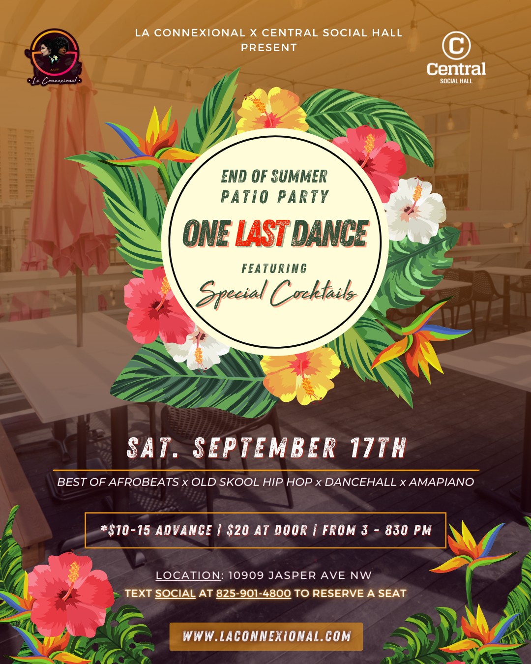 One Last Dance: End of Summer Party at Central Social Hall - Downtown most beautiful patio!