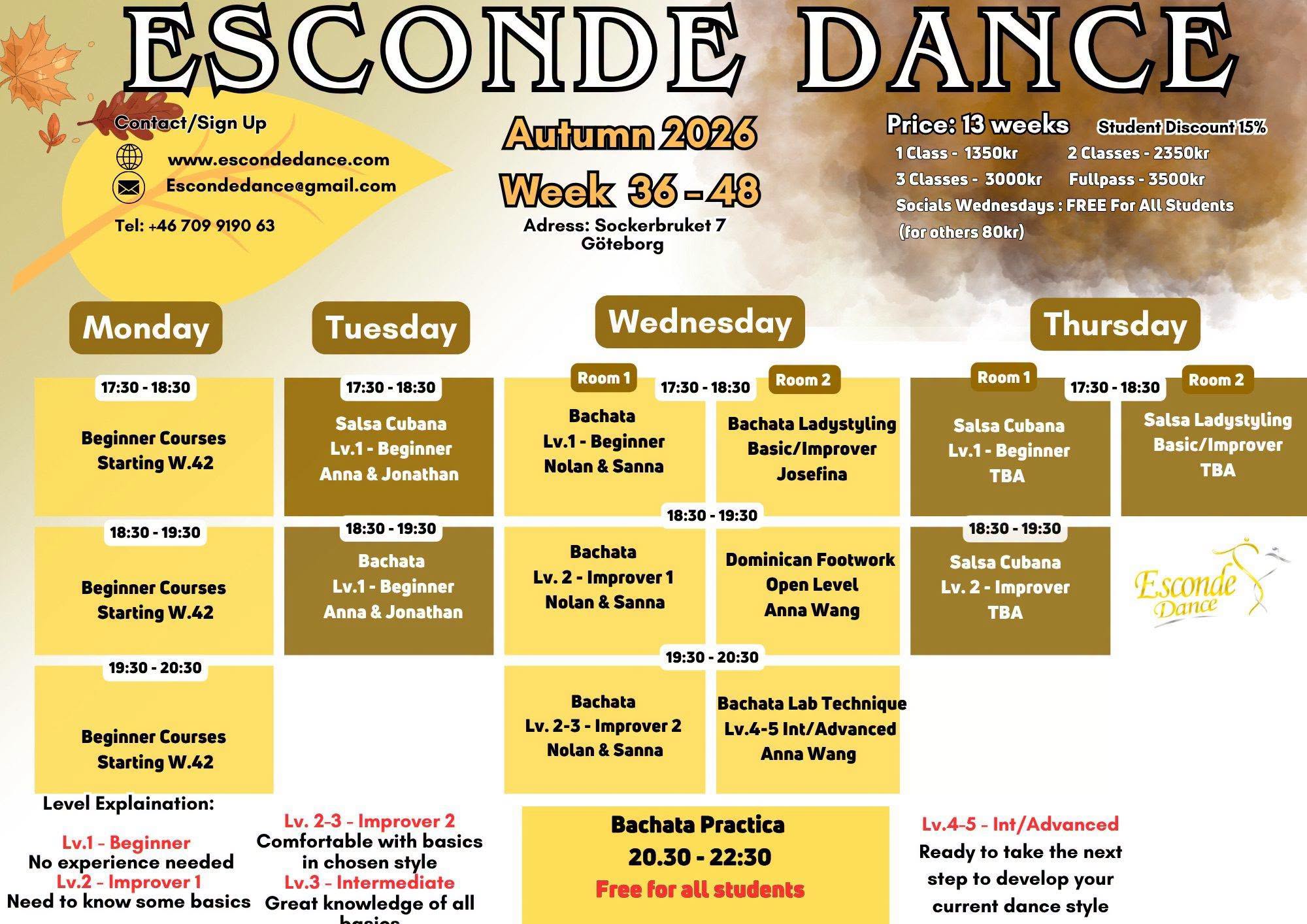 Esconde Dance - Autumn Courses (w.36-48) - Bachata & Salsa For All Levels ✨