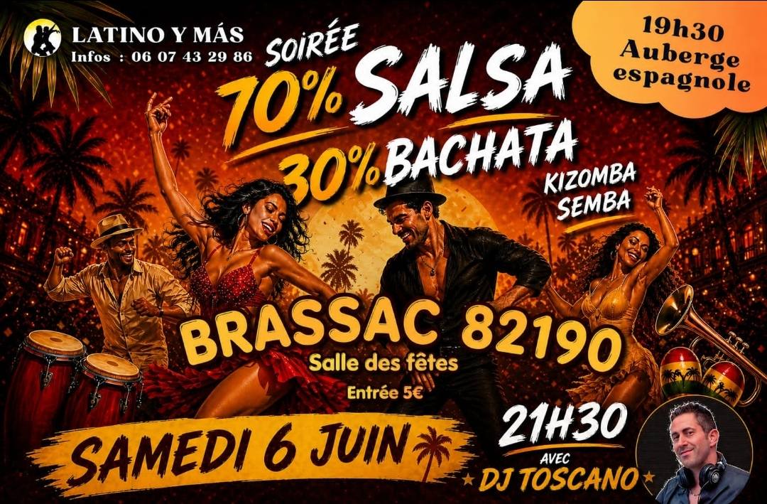 Soirée 70% Salsa et 30% Bachata Kiz Semba