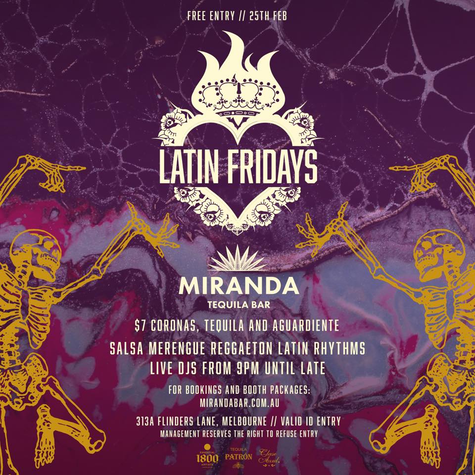 Latin Fridays at Miranda Tequila bar