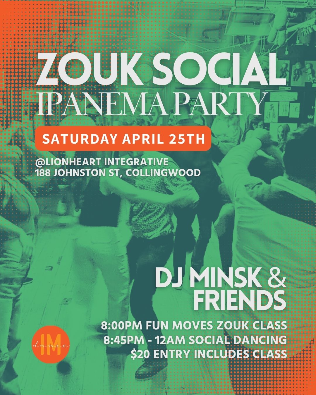 IPANEMA ZOUK SOCIAL & PRE-PARTY CLASS - April