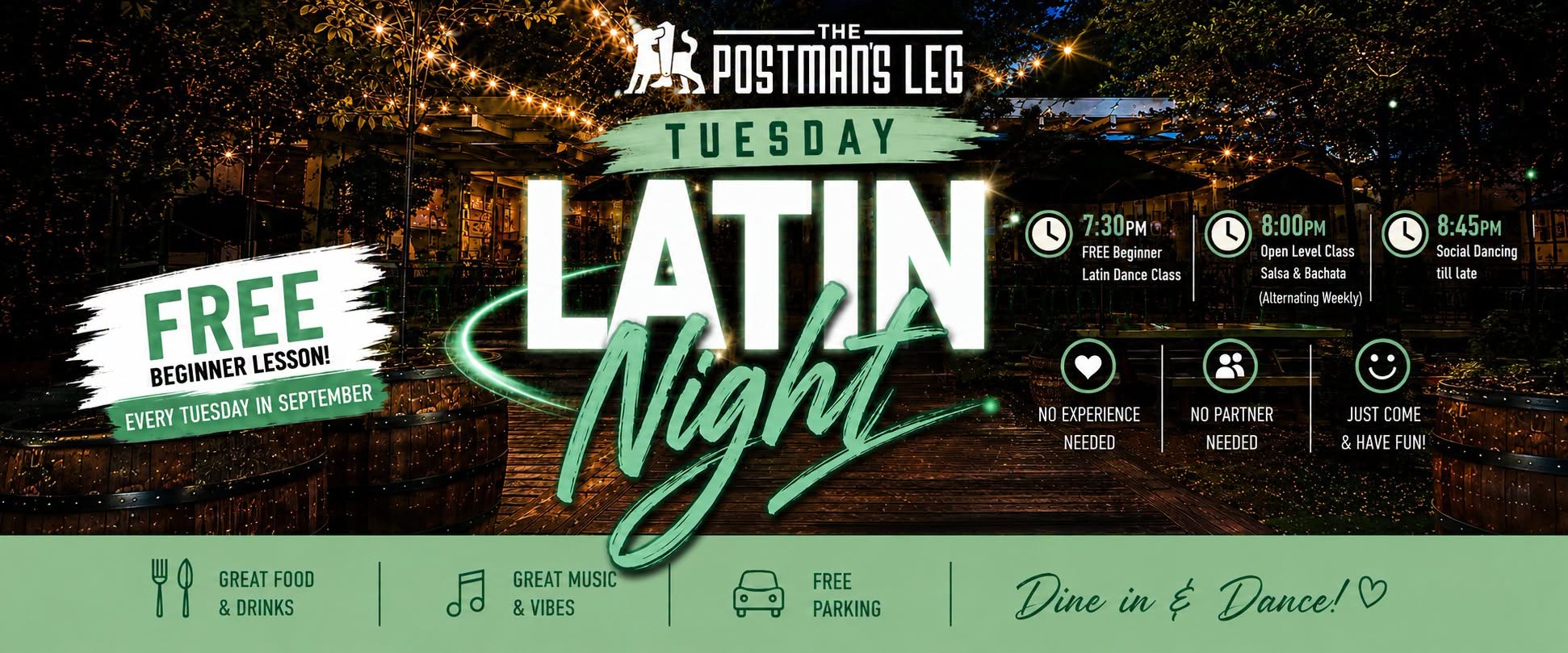 TUESDAY Latin Night at The Postman's Leg - Glenfield