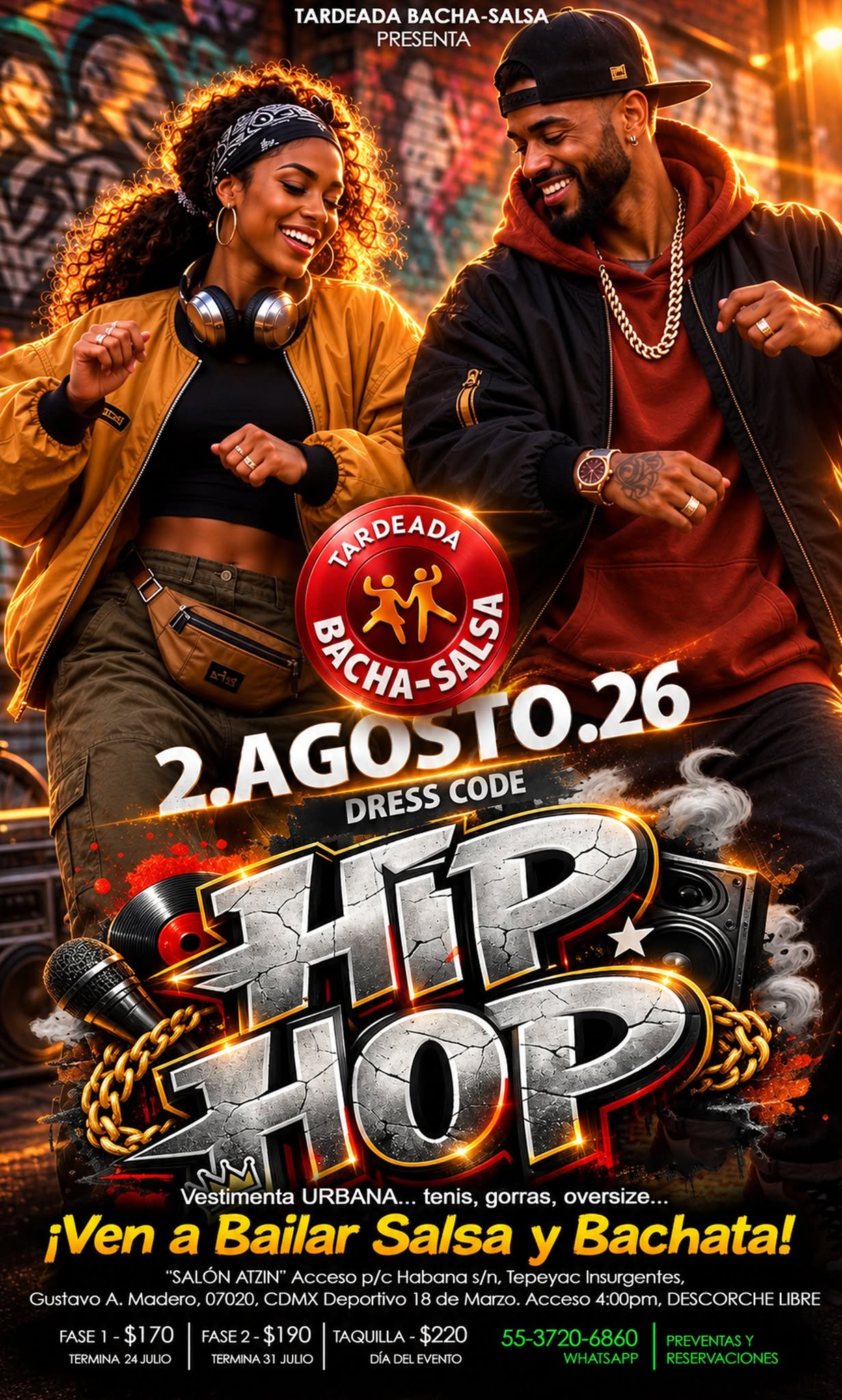 Tardeada Bacha-Salsa HIP HOP 2 de Agosto