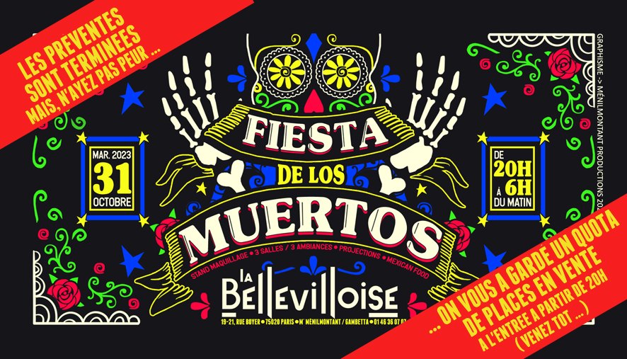 FIESTA DE LOS MUERTOS 2023 à Paris (La Bellevilloise) 🎃🧟♂️🪅💀👺🌶️