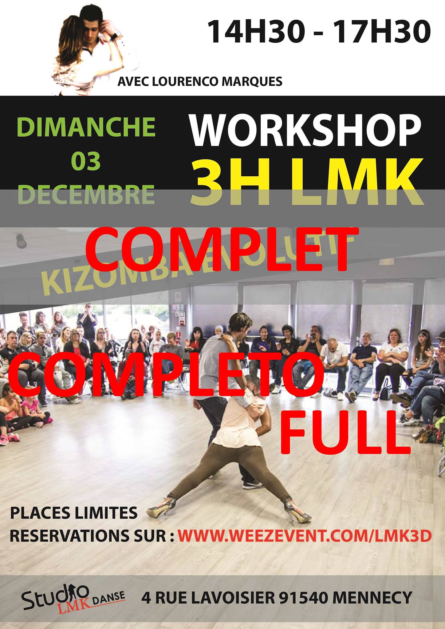Complet !!!!!! Stage Kizomba évolutif - tous niveaux - FULL