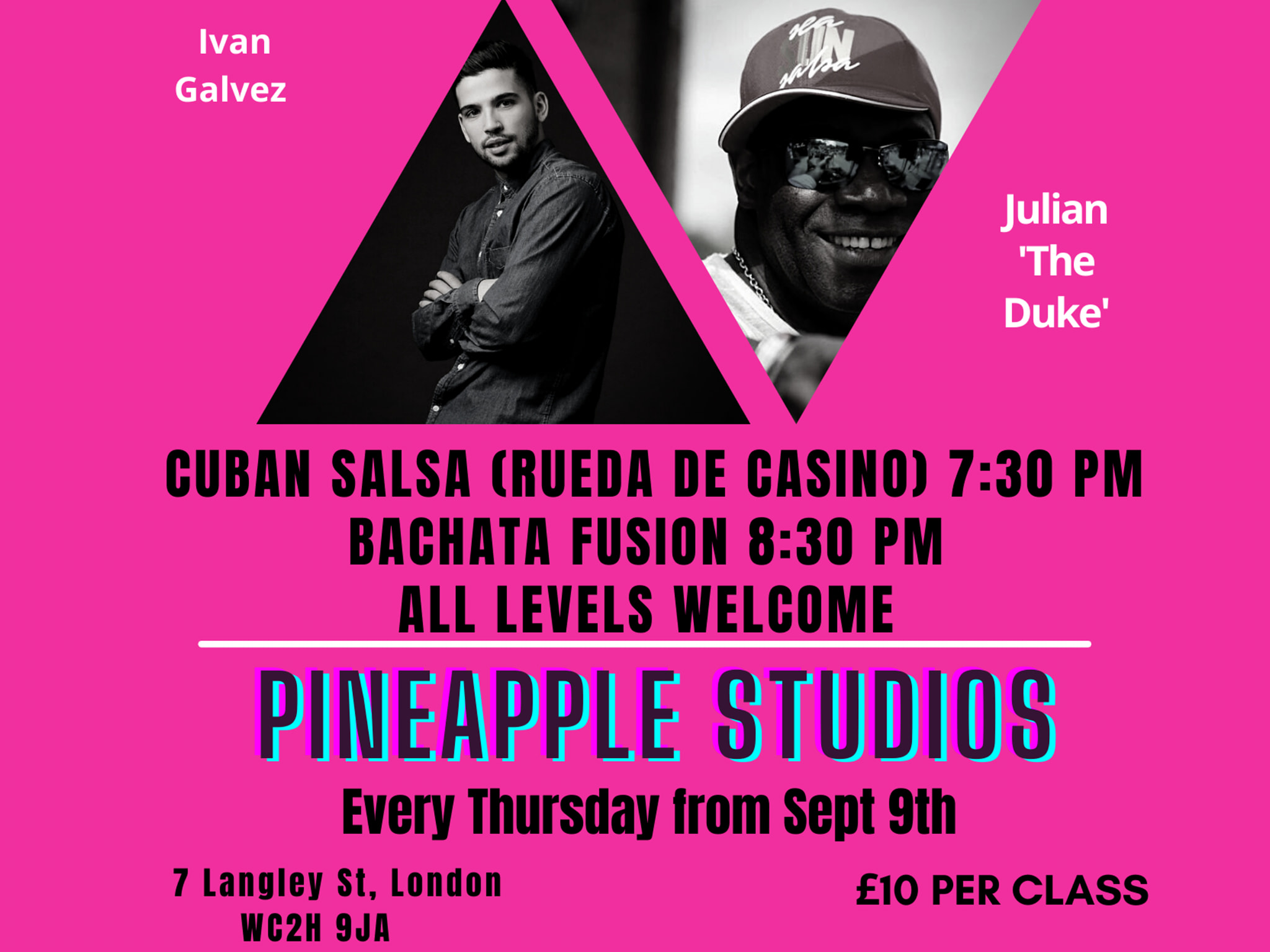 Thursday Cuban Rueda & Bachata Fusion partnerwork classes with Julian the duke & Ivan Galvez