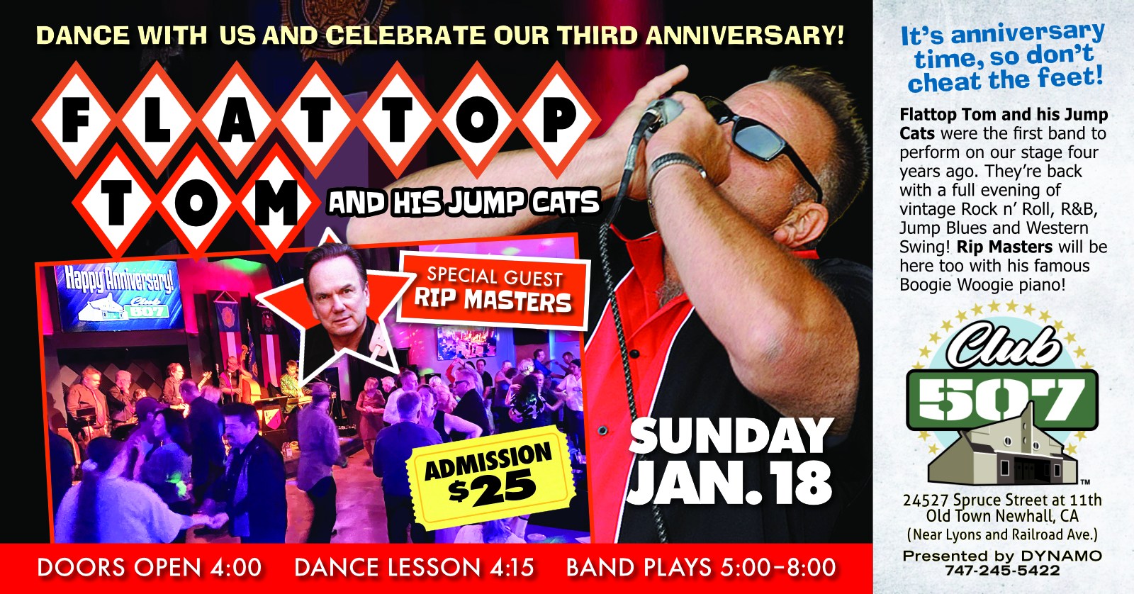 FLATTOP TOM & His Jump Cats Celebrate Three-Year ANNIVERSARY of CLUB 507!