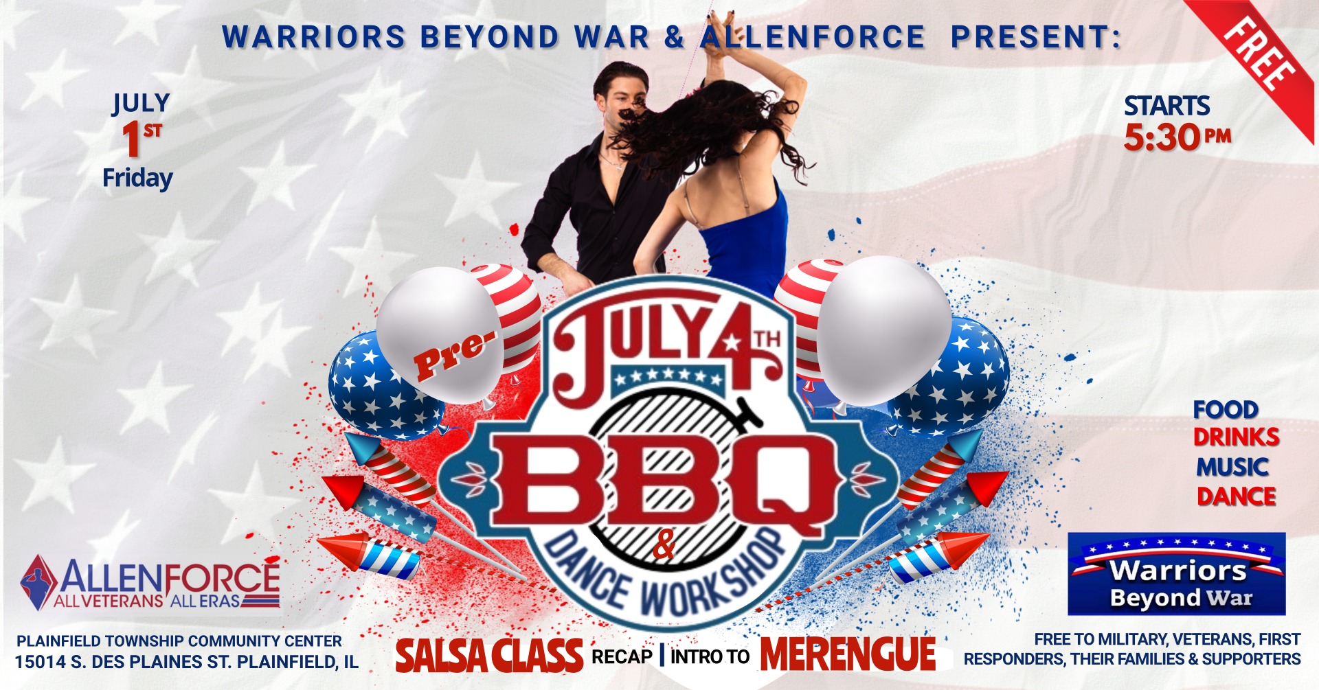 Pre-4th of July FREE BBQ & Salsa Dance Workshop Social