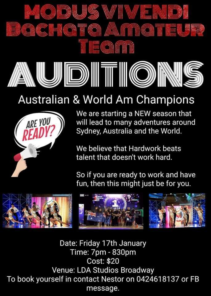 Auditions for Modus Vivendi Bachata AM Team 2020