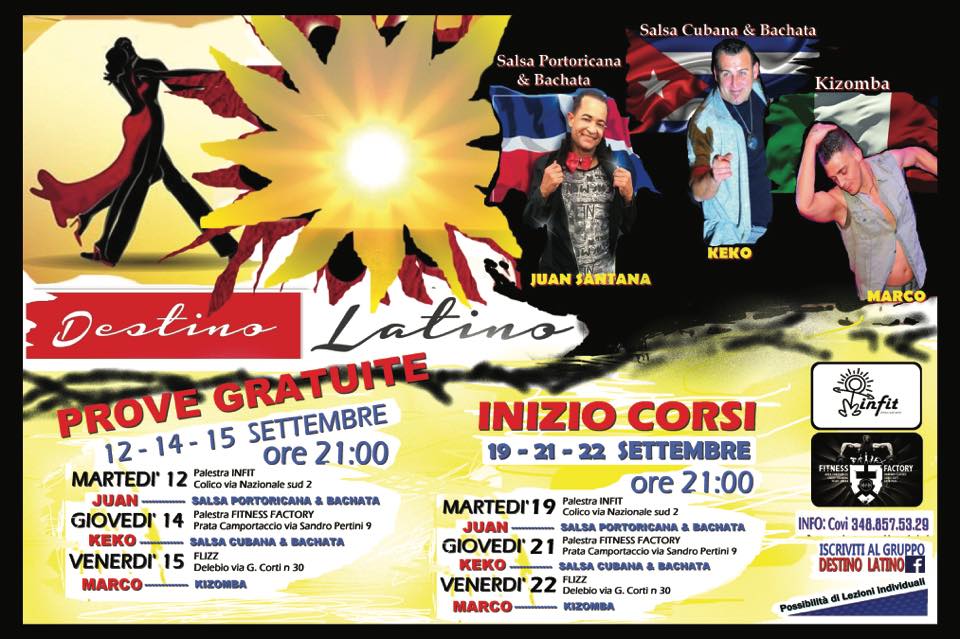 INIZIO CORSI 1° LEZIONE di SALSA CUBANA BACHATA DESTINO LATINO