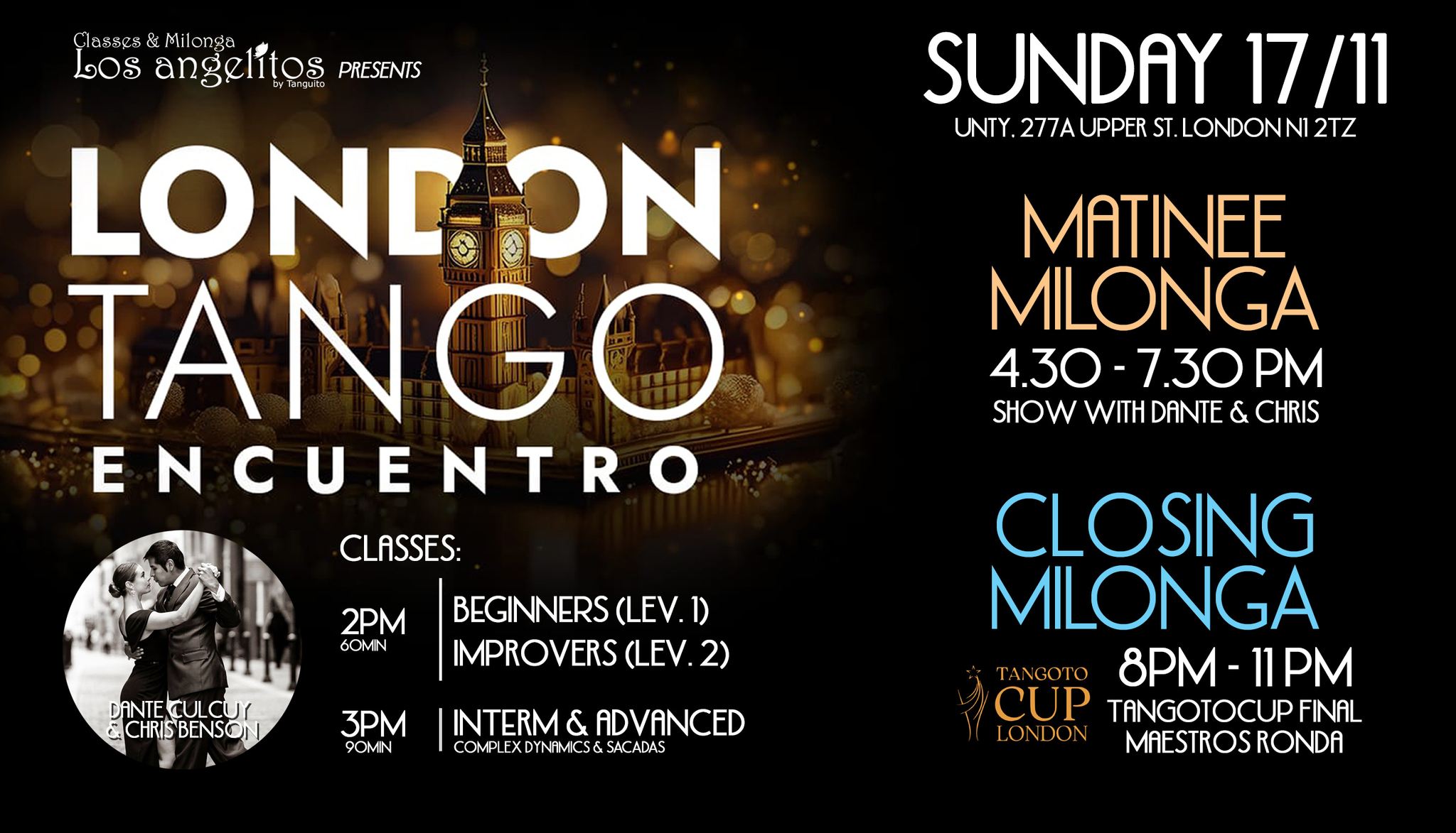 LONDON TANGO ENCUENTRO - 9h of dancing & 2 milongas on Sunday 17.11!