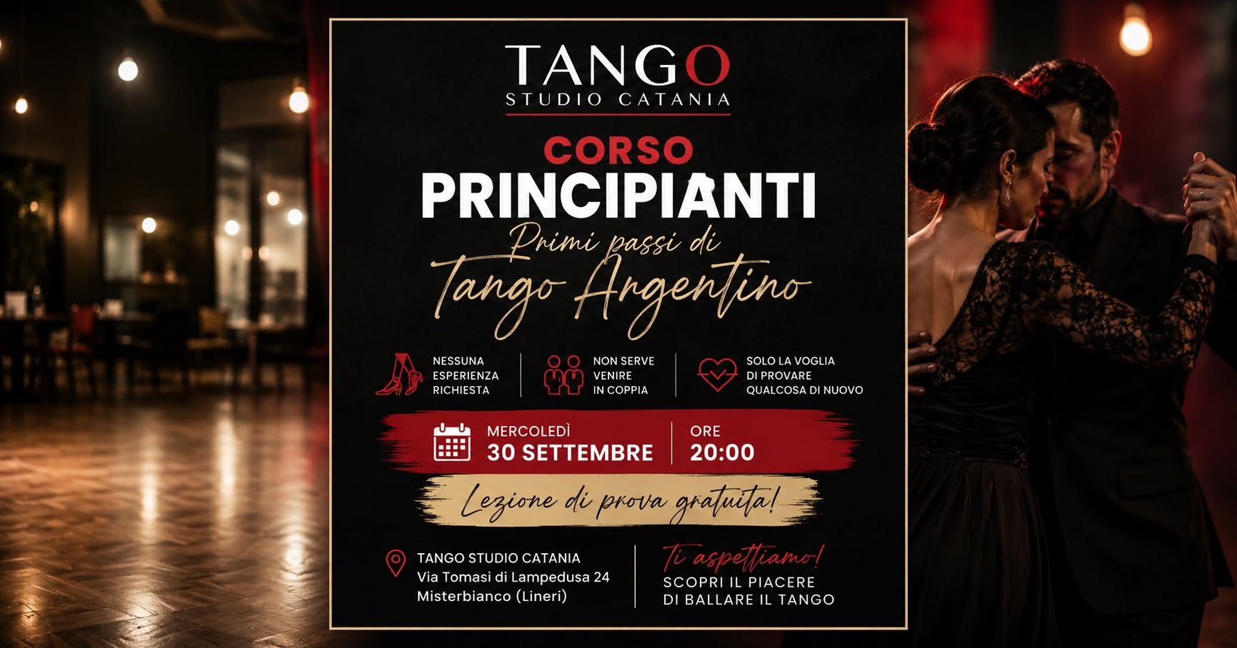 Lezione di Tango Primi passi (incontro gratuito)