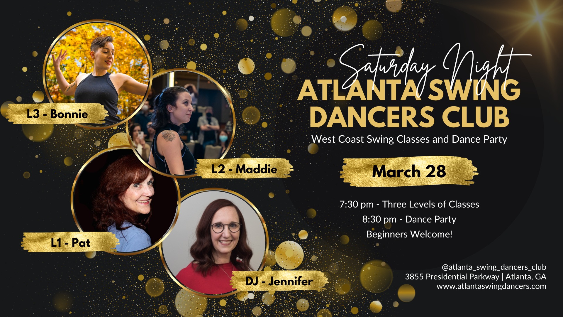 ASDC West Coast Swing Classes and Dance Party Saturday March 28