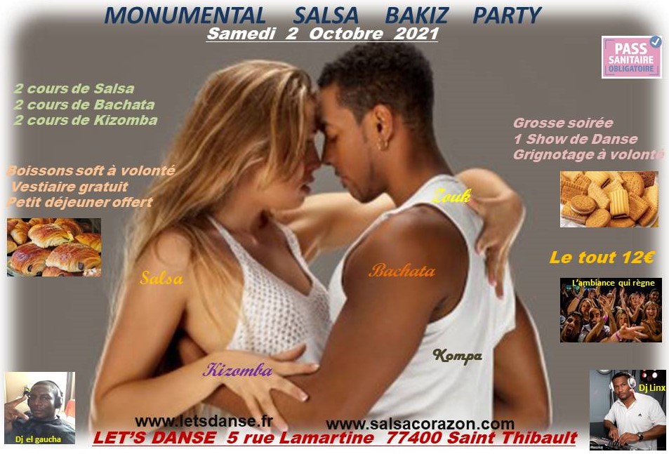 MONUMENTAL SALSA BAKIZ Party samedi 2 Oct à Lets Danse St Thibault