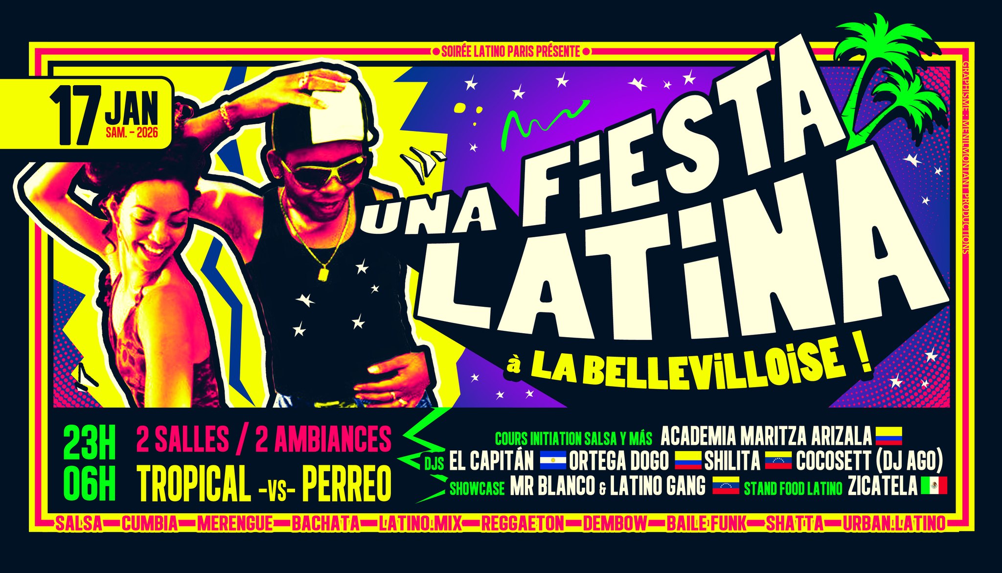 UNA FIESTA LATiNA à LA BELLEViLLOiSE ☀️🏝️ 17 01 26 🎉 2 SALLES : Tropical -vs- Perreo