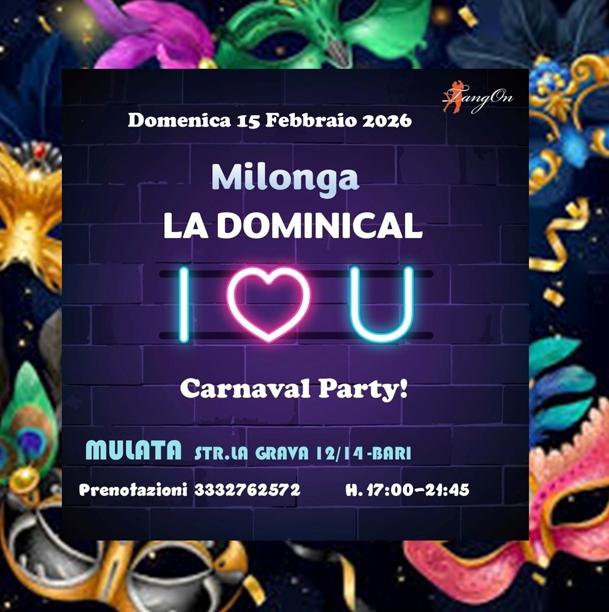 Domenica 15 Febbraio - La Dominical Carnaval Party