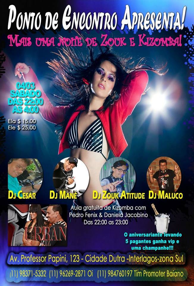 Mais uma noite de Zouk e kizomba no Ponto de Encontro!