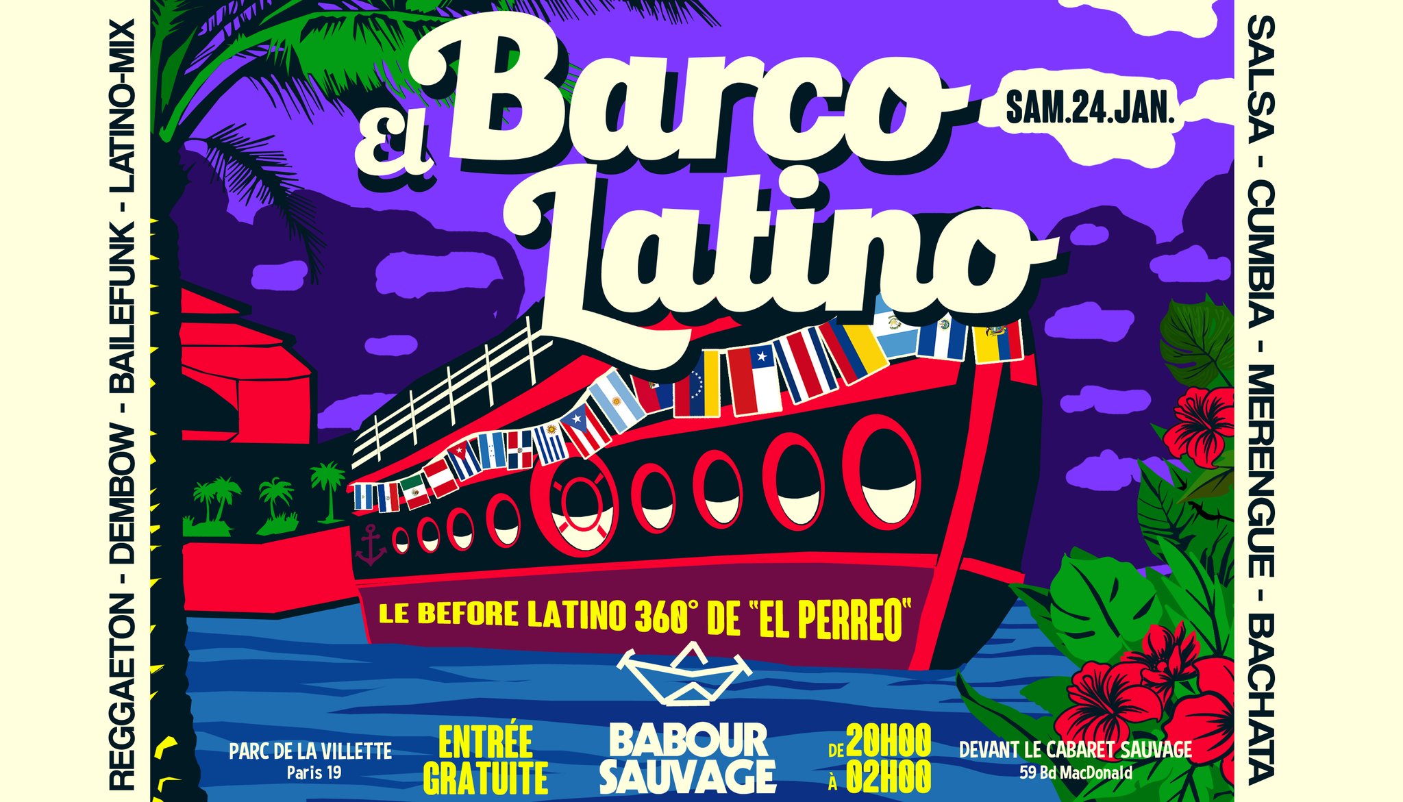 EL BARCO LATiNO 2026 ๐๐บ๐ข (Le Before de la soirรฉe "EL PERREO") -> Sam.24.Jan.26 FiESTA LATiNA 360ยฐ