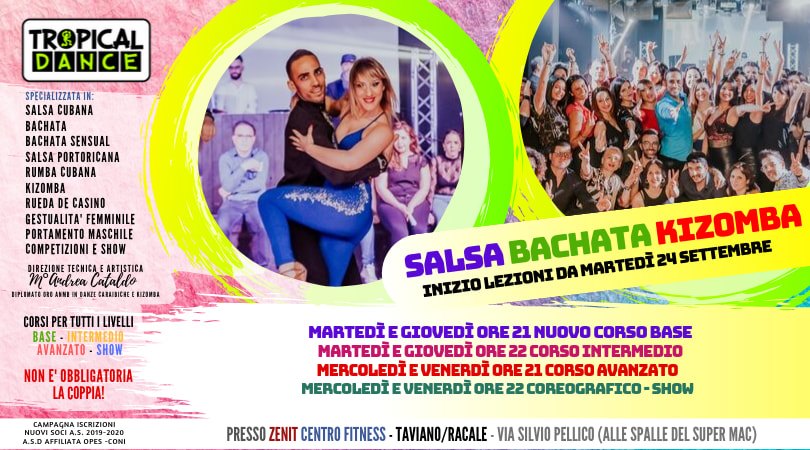 ☆Tropical Dance☆ nuovi corsi di salsa, bachata e kizomba 2019-20
