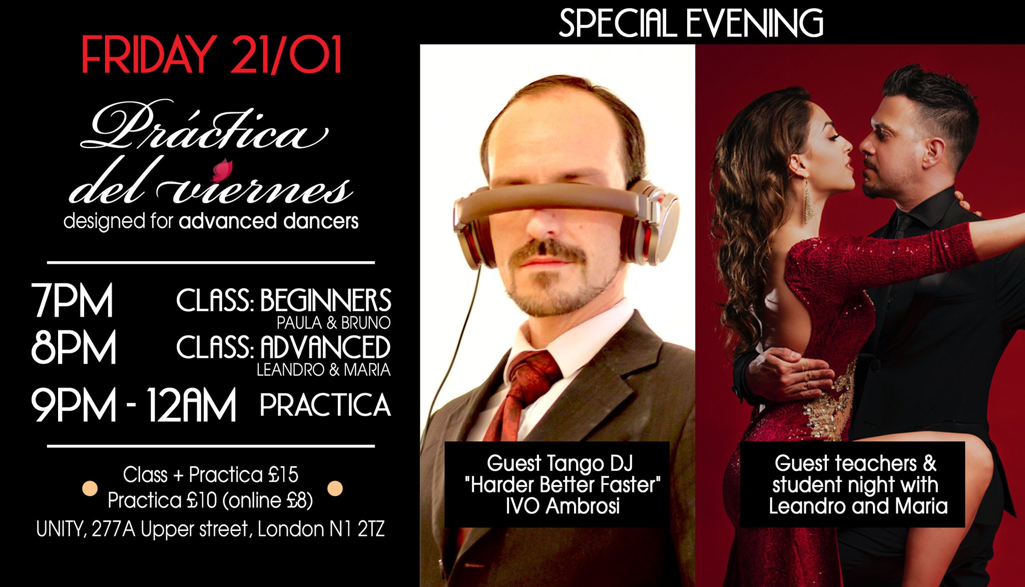 21 01: SPECIAL Práctica del viernes: Guest DJ IVO + Leandro & Maria's wkshop and students night