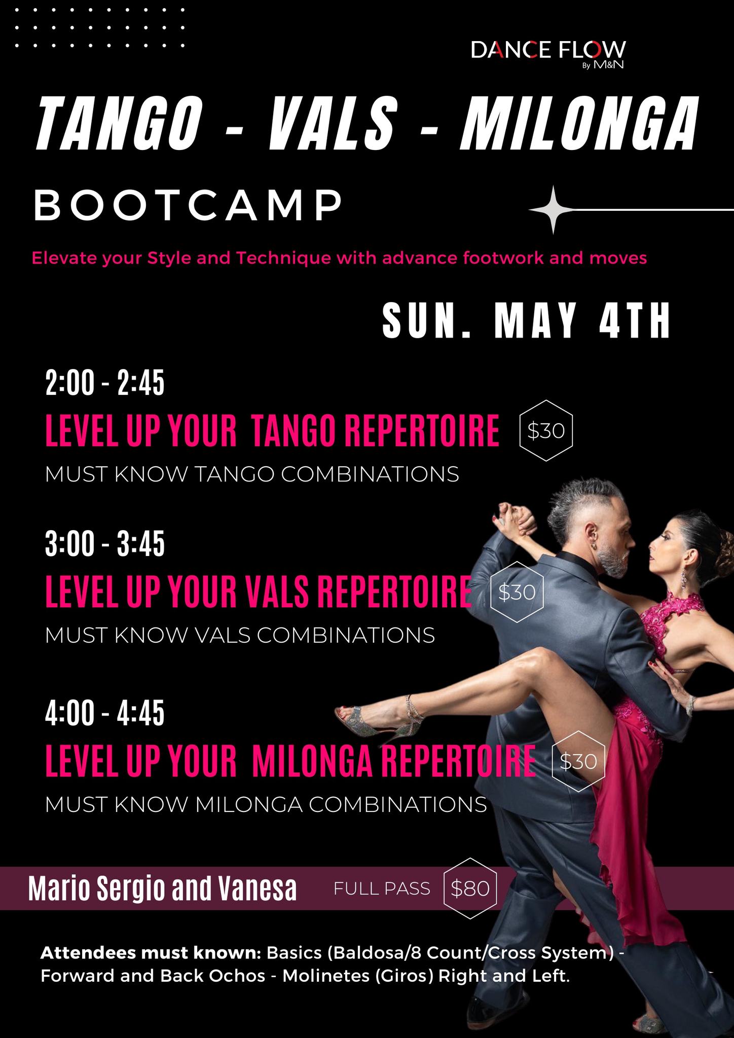 BOOTCAMP Argentine Tango - Vals - Milonga