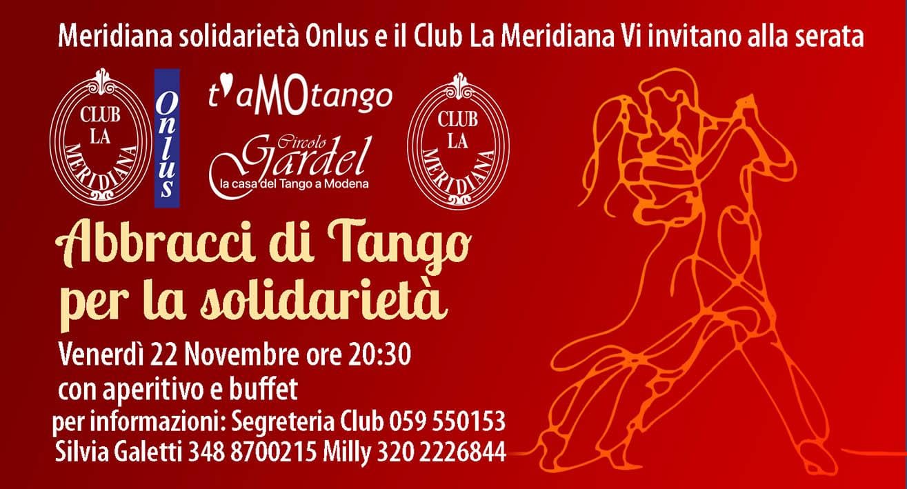 Abbracci di Tango per la SolidarietĂ đ22 11 Club la Meridianađdj P. Lolli,Gigi Pugliese, dj Moreno