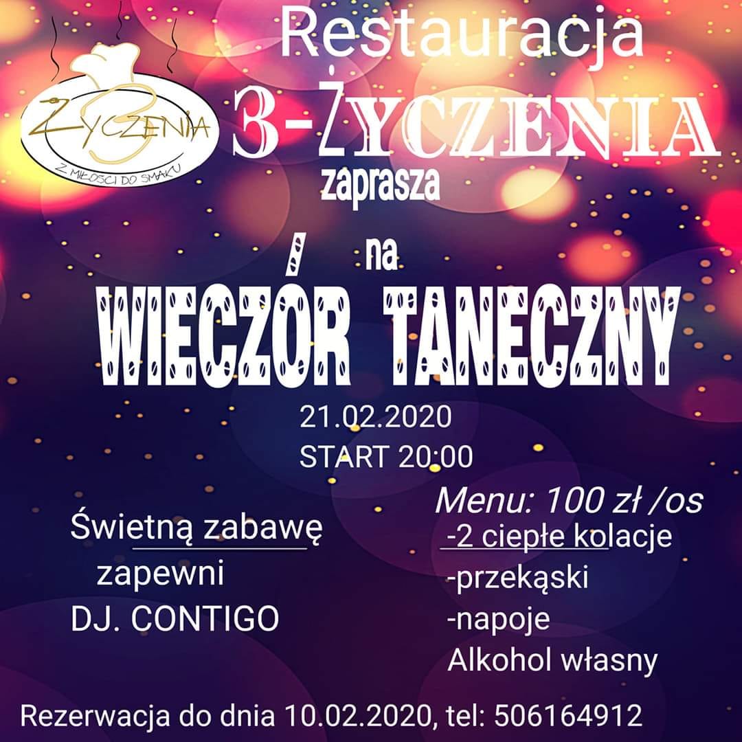 21.02 Wieczór Taneczny z DJ Contigo w 3 Życzeniach