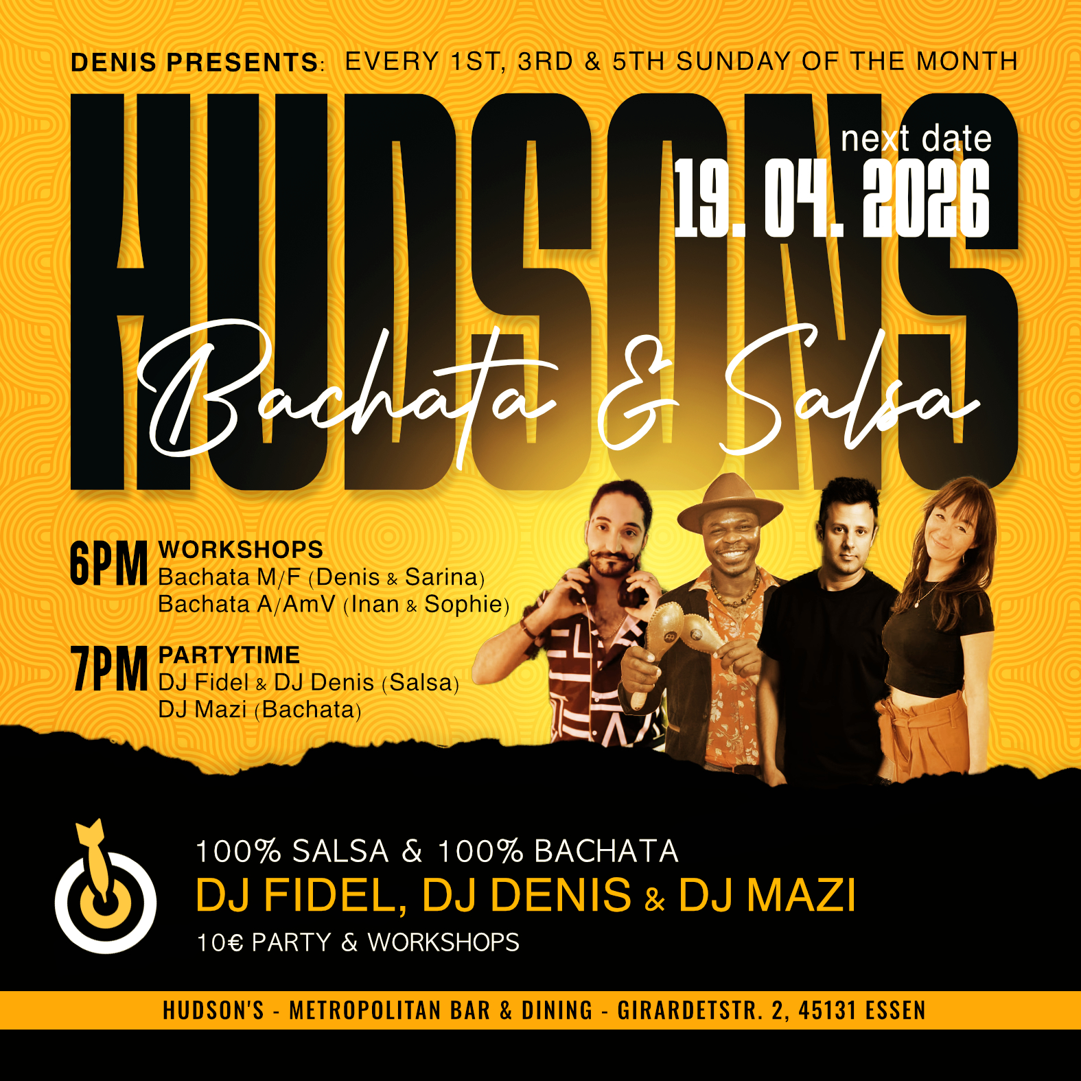 19.04. Hudsons Bachata & Salsa Party in Essen