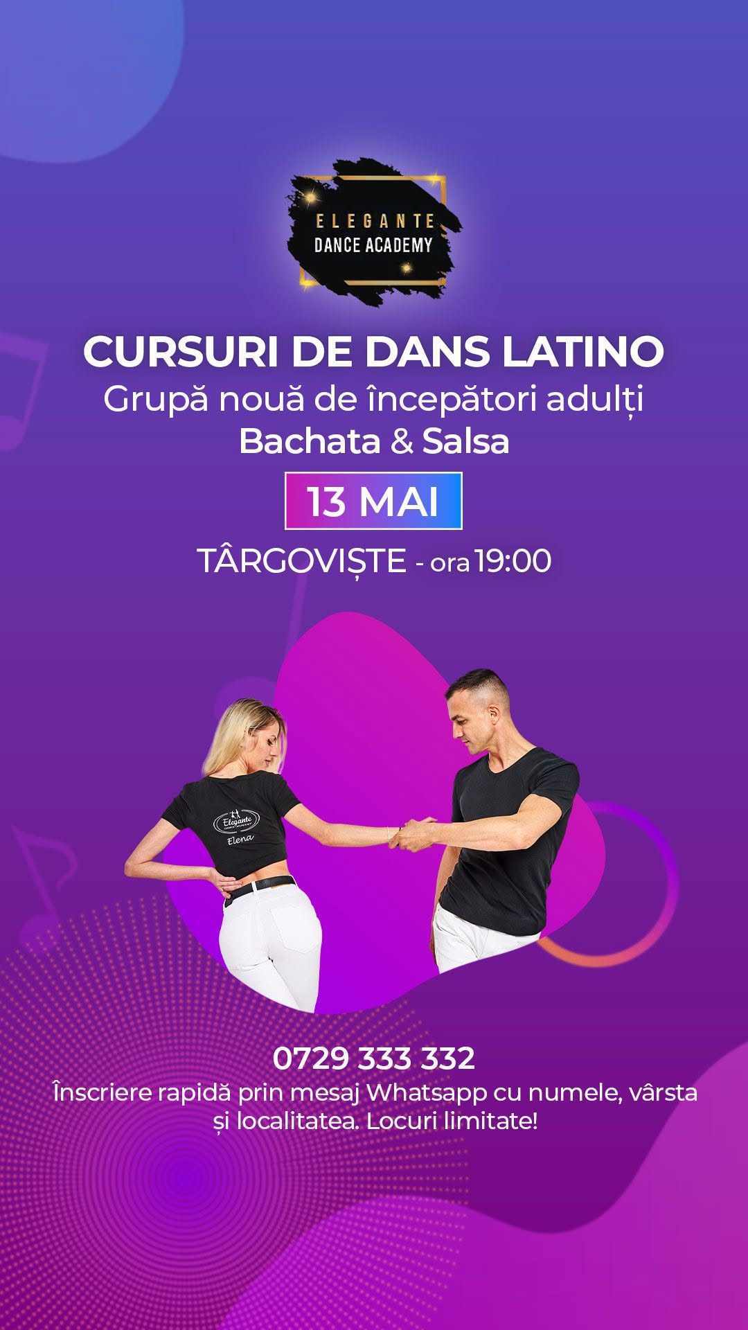 Grupa nouă adulți Bachata și Salsa la Târgoviște Elegante Dance Academy