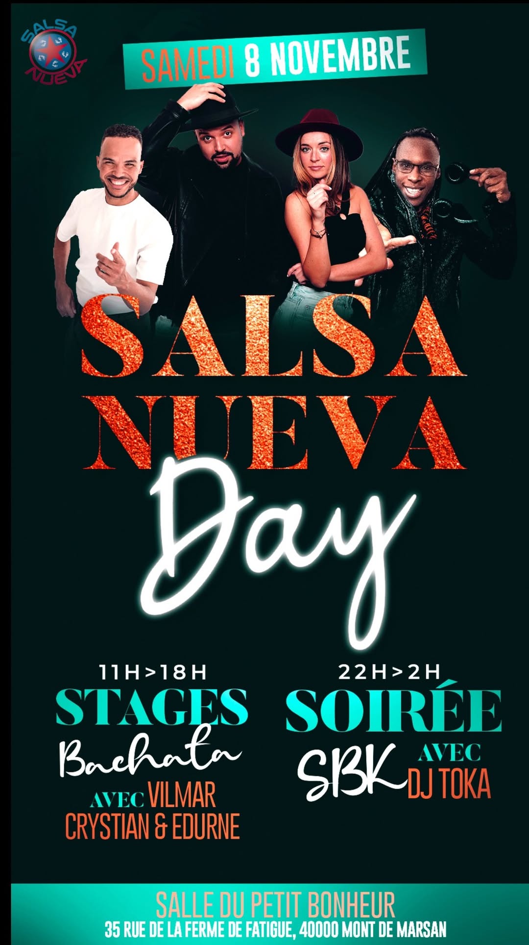 Bachata Salsanueva Day đ Stages + soirĂ©e SBK
