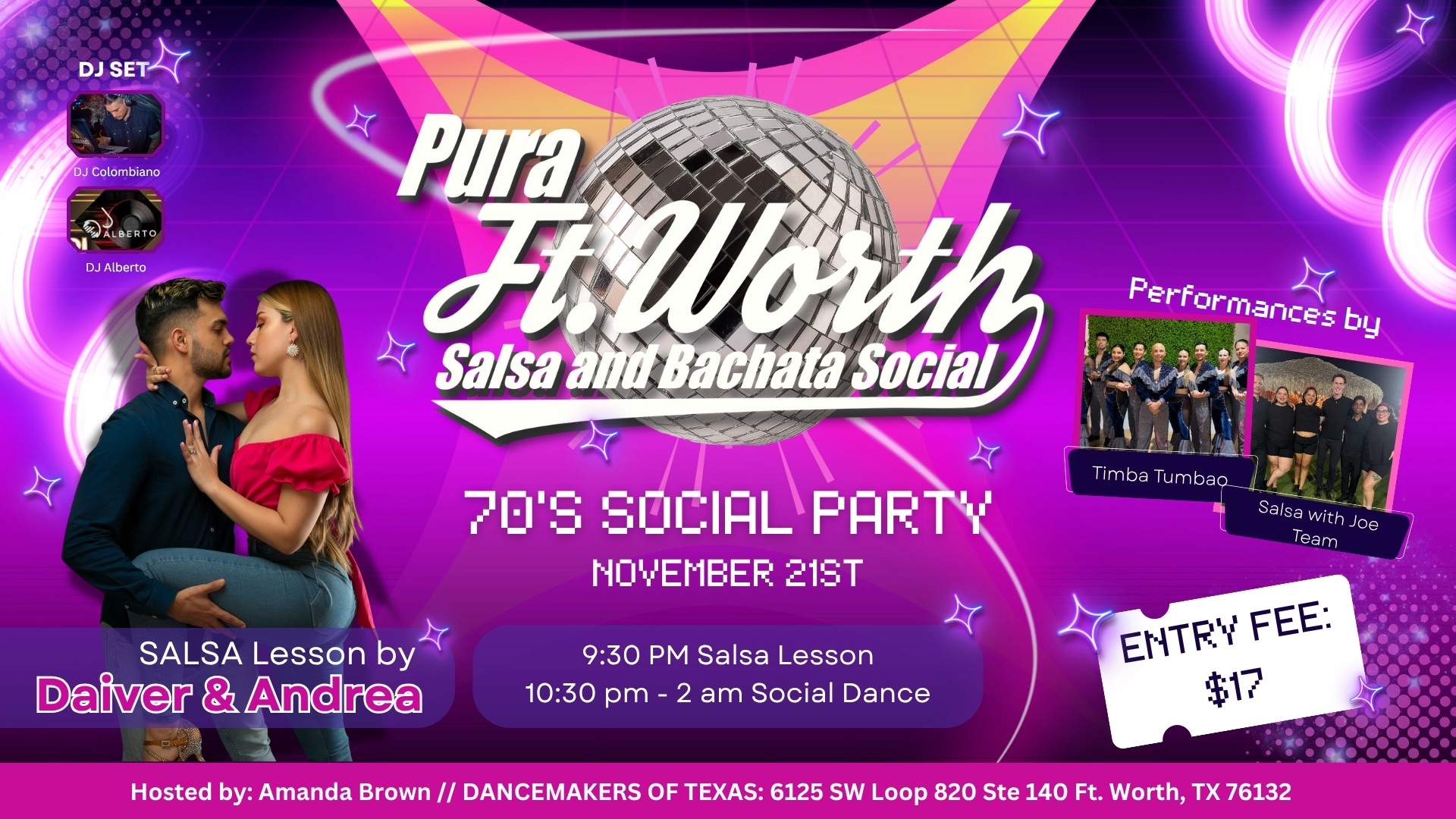 Pura Ft. Worth Salsa & Bachata 70's Social Nov. 21st 2025