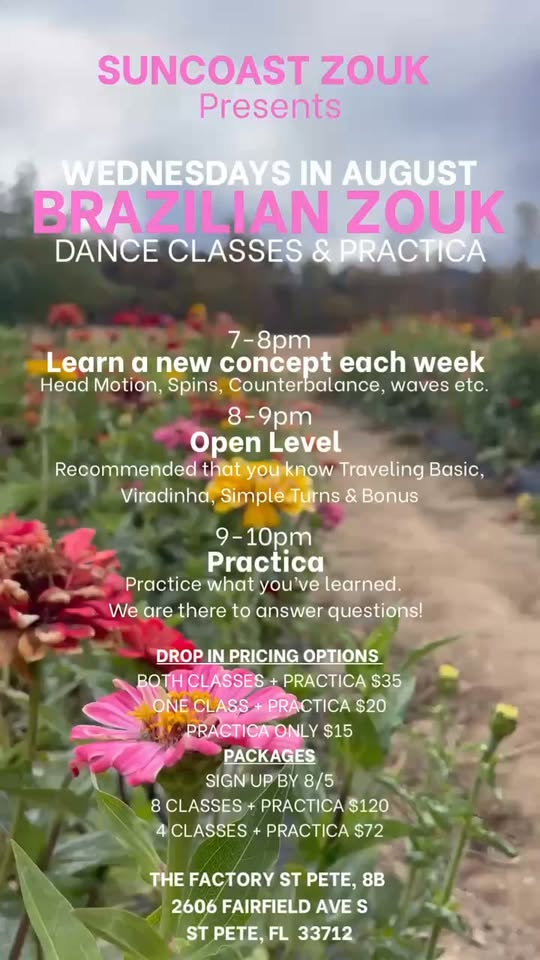 Wednesday’s in August Brazilian Zouk Dance Classes & Practica