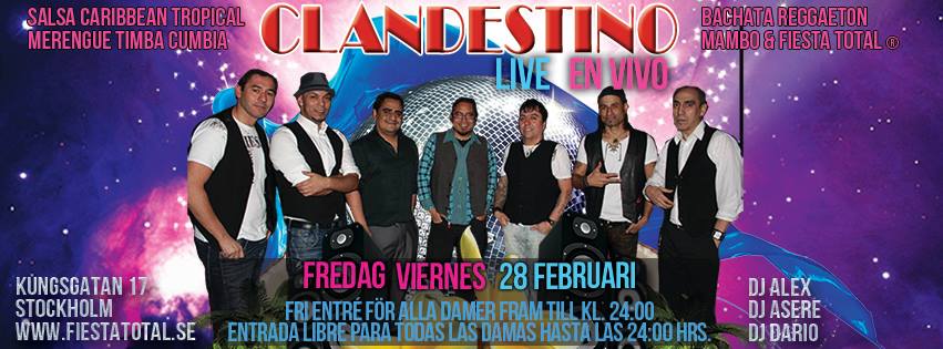 Clandestino Live "Banda CTM" en vivo! Fredag Viernes 28 ★ SALSA CARIBBEAN TROPICAL ★ ENTRADA LIBRE para todas las damas hasta las 24:00 ★ FR