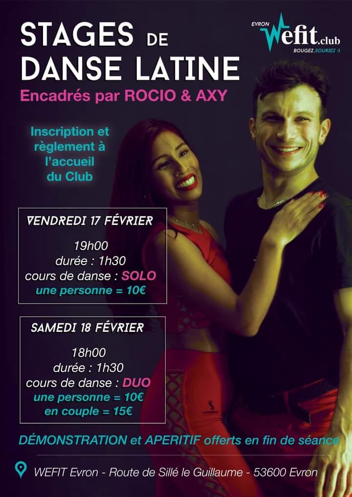 Stages de danse latine ouvert à tous avec Rocío et Axy à Evron💃🕺🏻 (Bachata & Salsa)