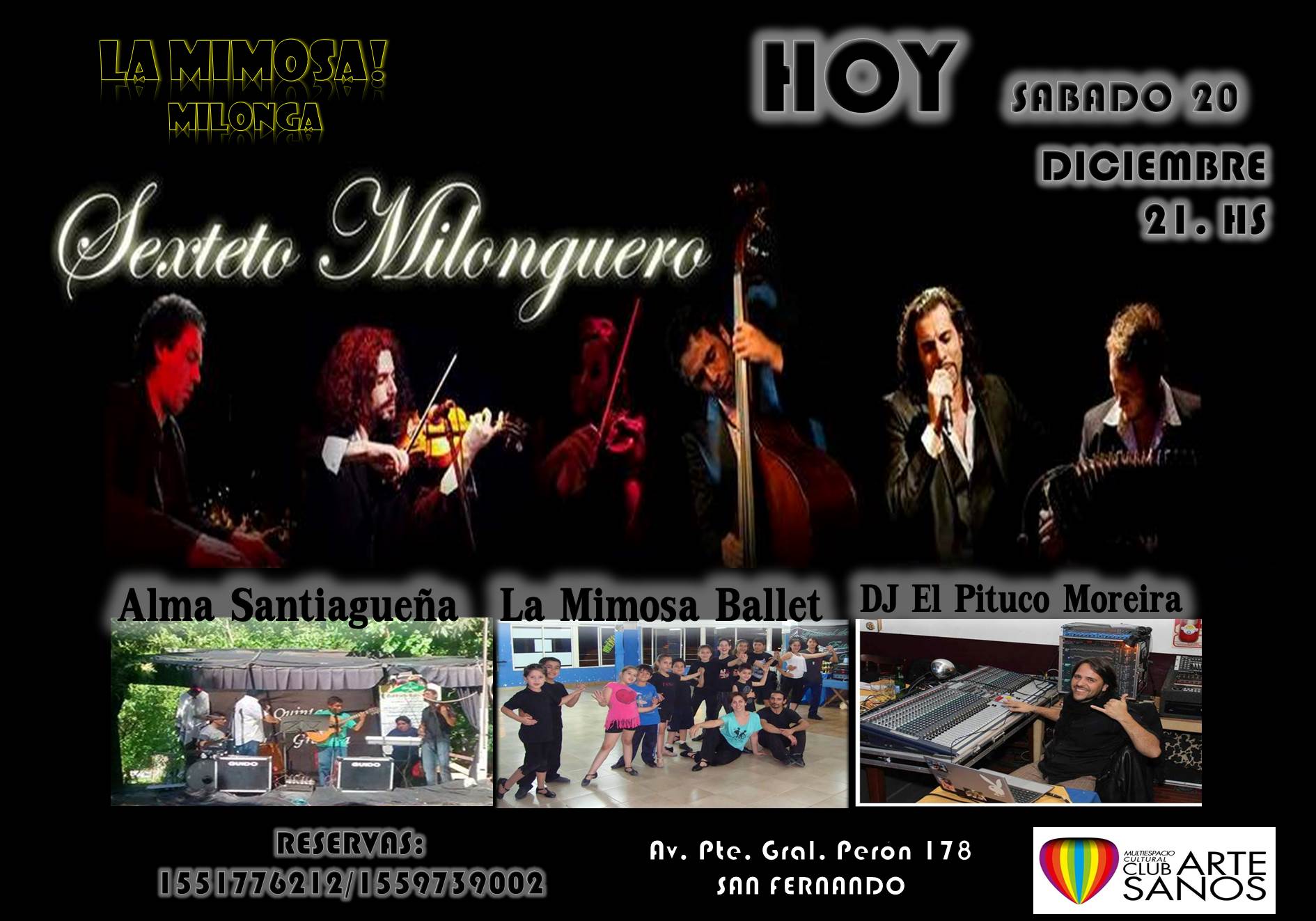 LA MIMOSA MILONGA, 20 DE DICIEMBRE 21HS,TE SORPRENDE, CARAVANA MILONGUERA, DESPEDIMOS EL AÑO!!! CON SEXTETO MILONGUERO!!!!!!
