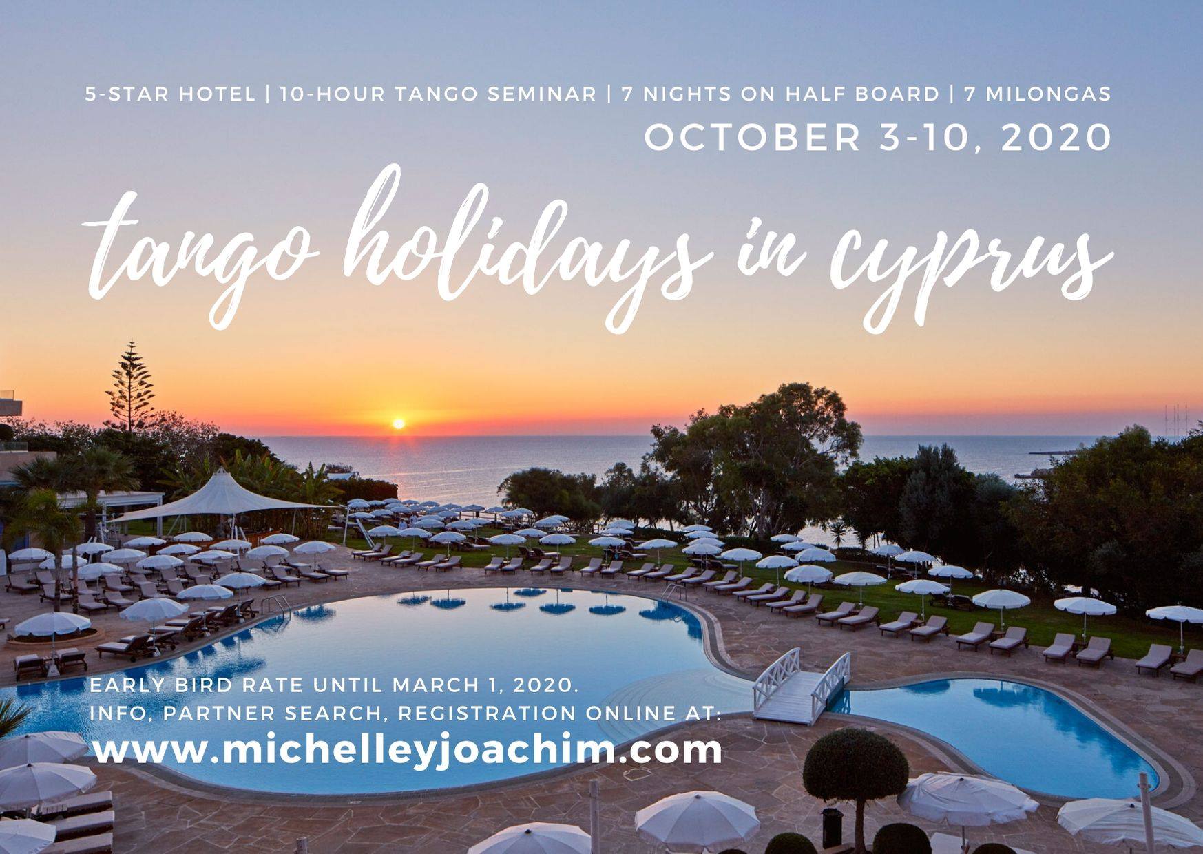 Tango Holidays in Cyprus with Michelle + Joachim Oct 3-10, 2020