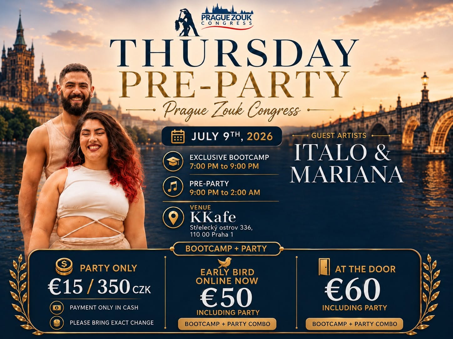 THURSDAY PRE-PARTY + EXCLUSIVE BOOTCAMP Prague Zouk Congress 2026 ✨