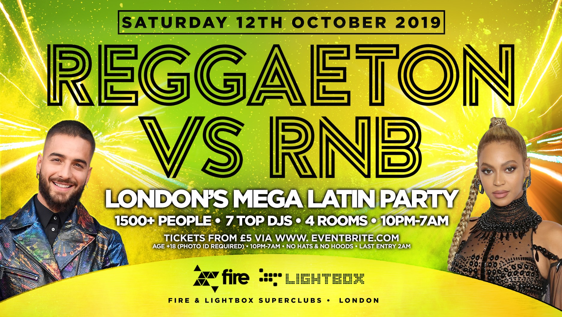 REGGAETON VS RNB "LONDON'S MEGA LATIN PARTY" @ FIRE & LIGHTBOX SUPERCLUBS - 12 10 19