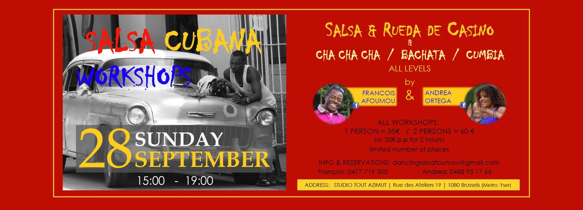 WHORKSHOPS, SALSA, BACHATA, CUMBIA, CHA CHA CHA