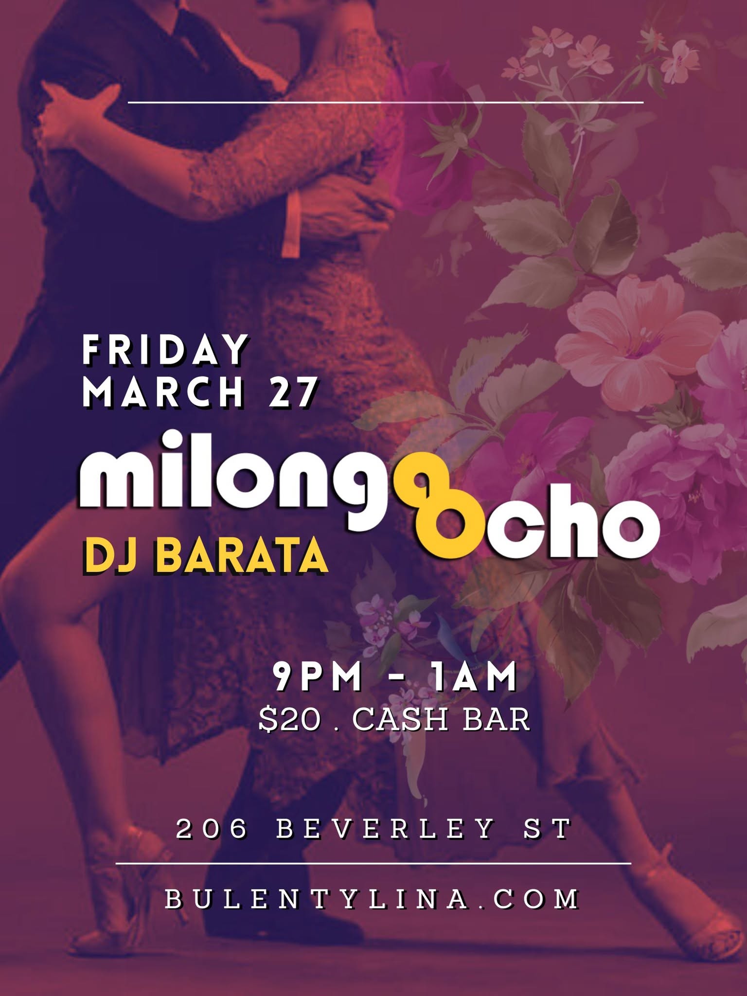 MILONGA OCHO Friday, March 27. DJ BARATA