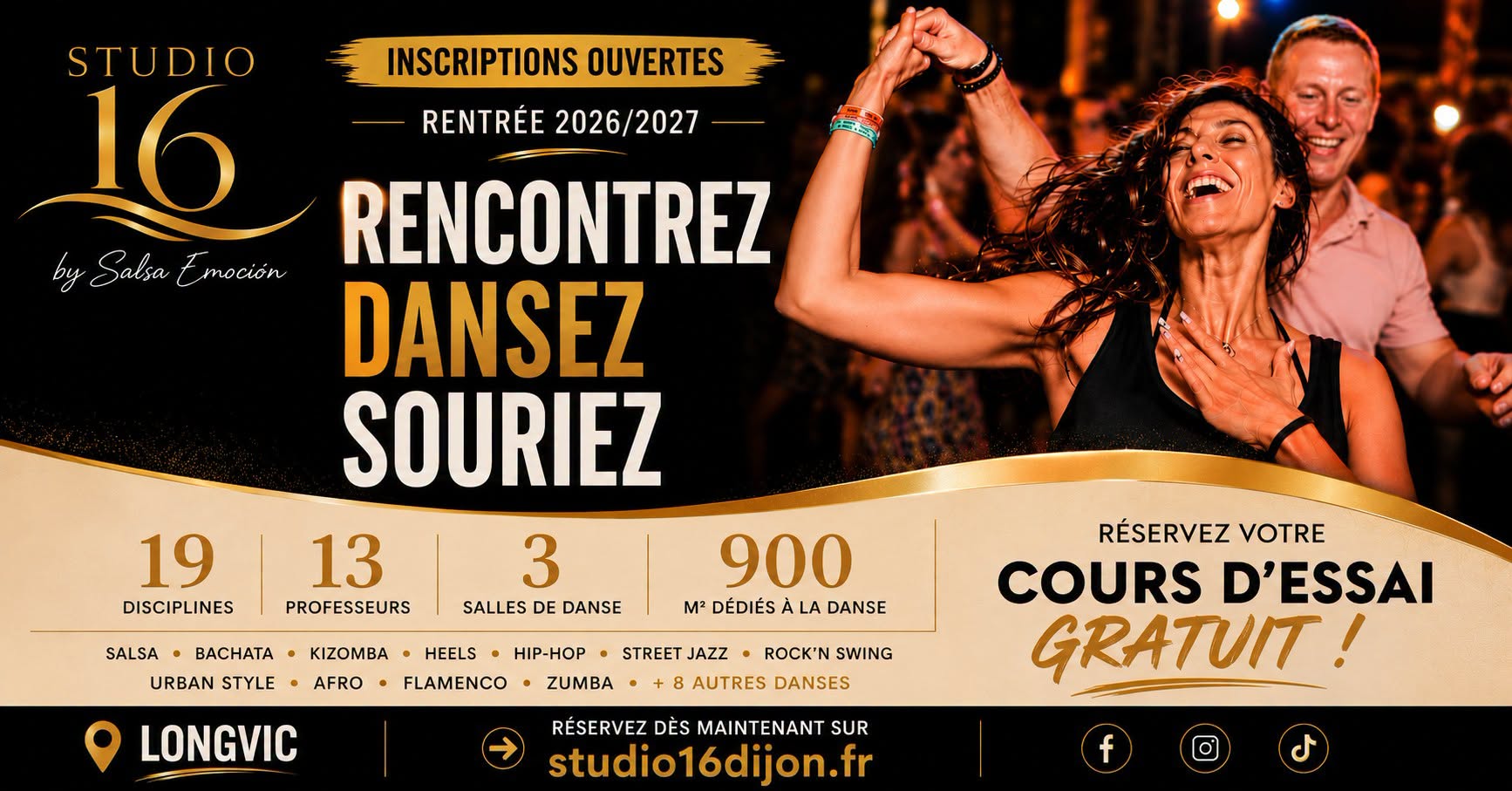 🎉 Rentrée Danse 2026 • Studio 16 Dijon Cours d'essai offert