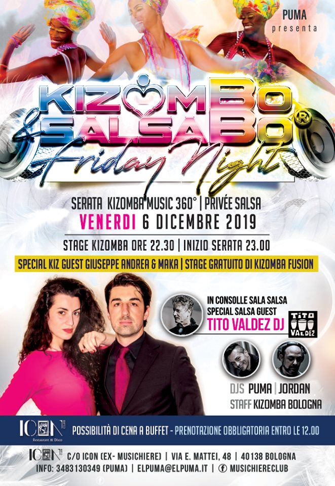 Venerdi 06 Dicembre 2019 - Kizombo & Salsabo Icon Club Bologna