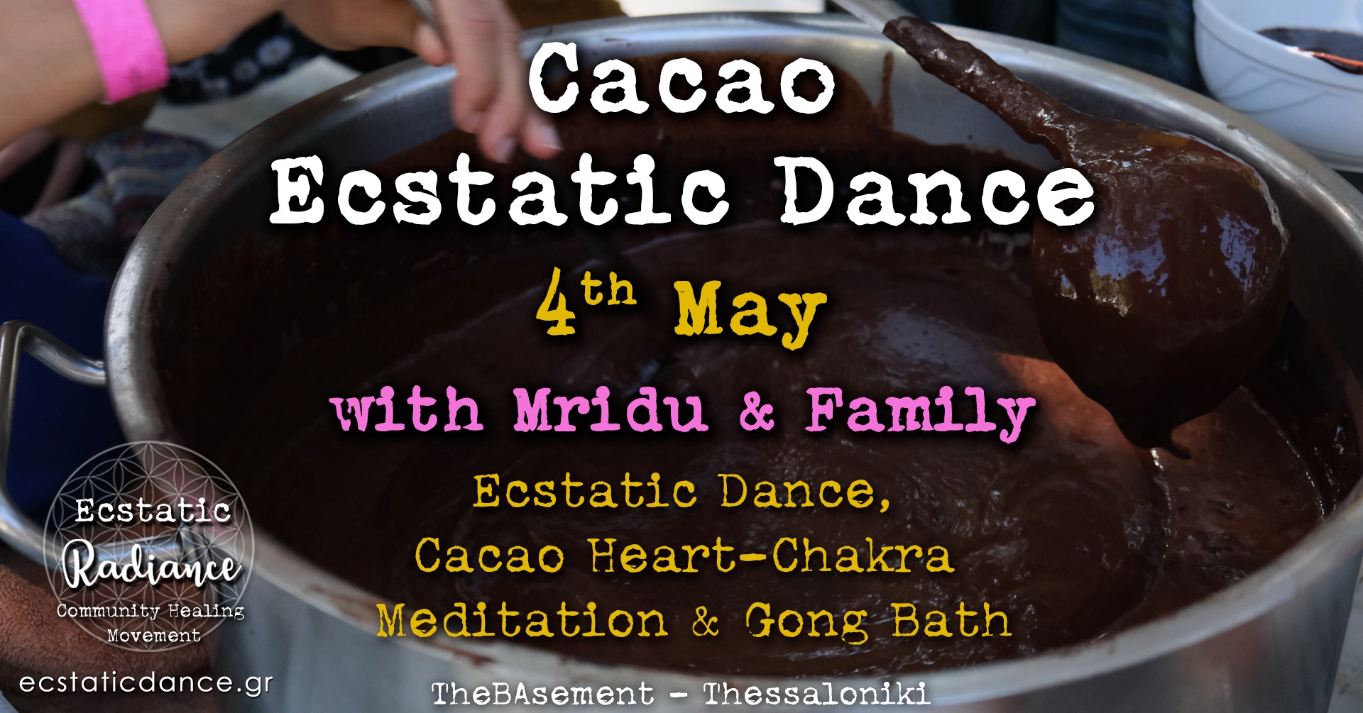 Cacao Ecstatic Dance, Heart Chakra Meditation & Gong Bath with Mridu & Family @ Thessaloniki