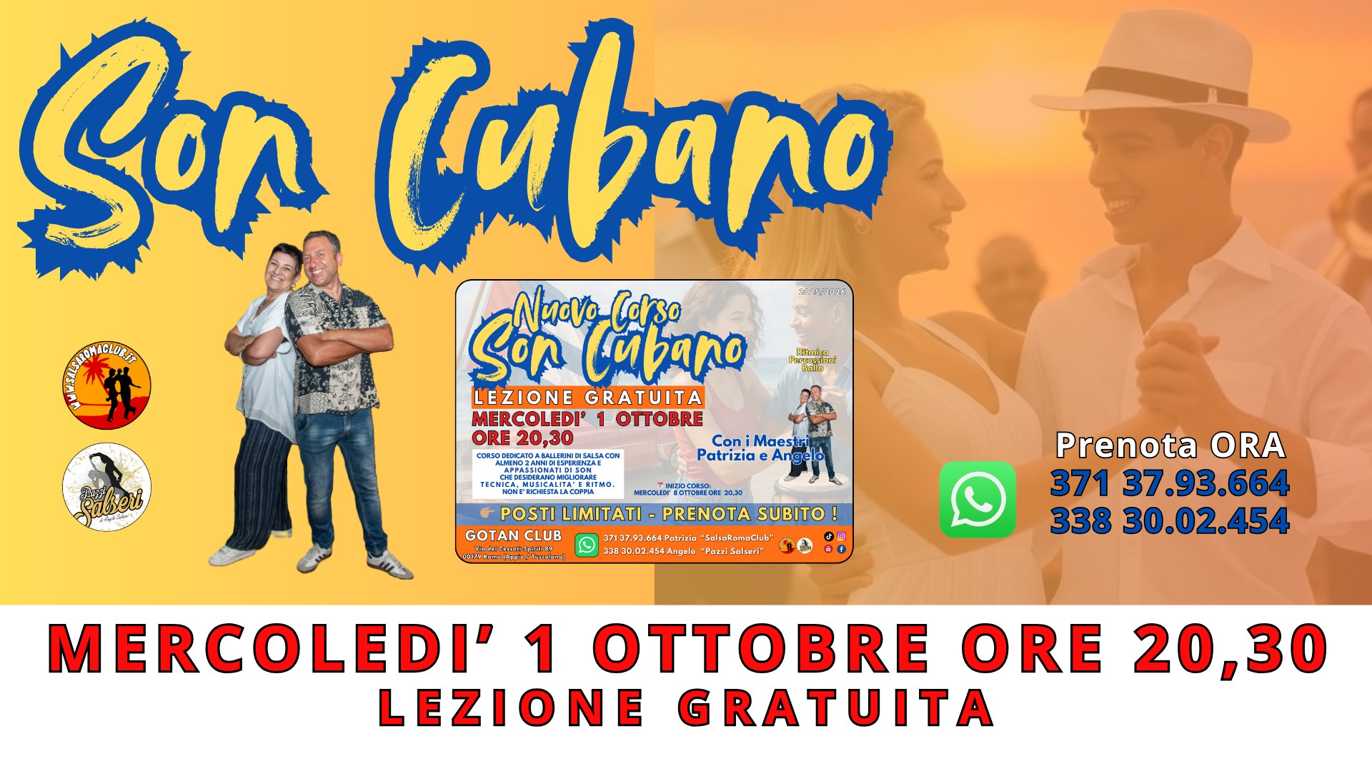 Son Cubano Lezione Gratuita Mercoledรฌ 1 Ottobre ore 20,30 SalsaRomaClub & Pazzi Salseri