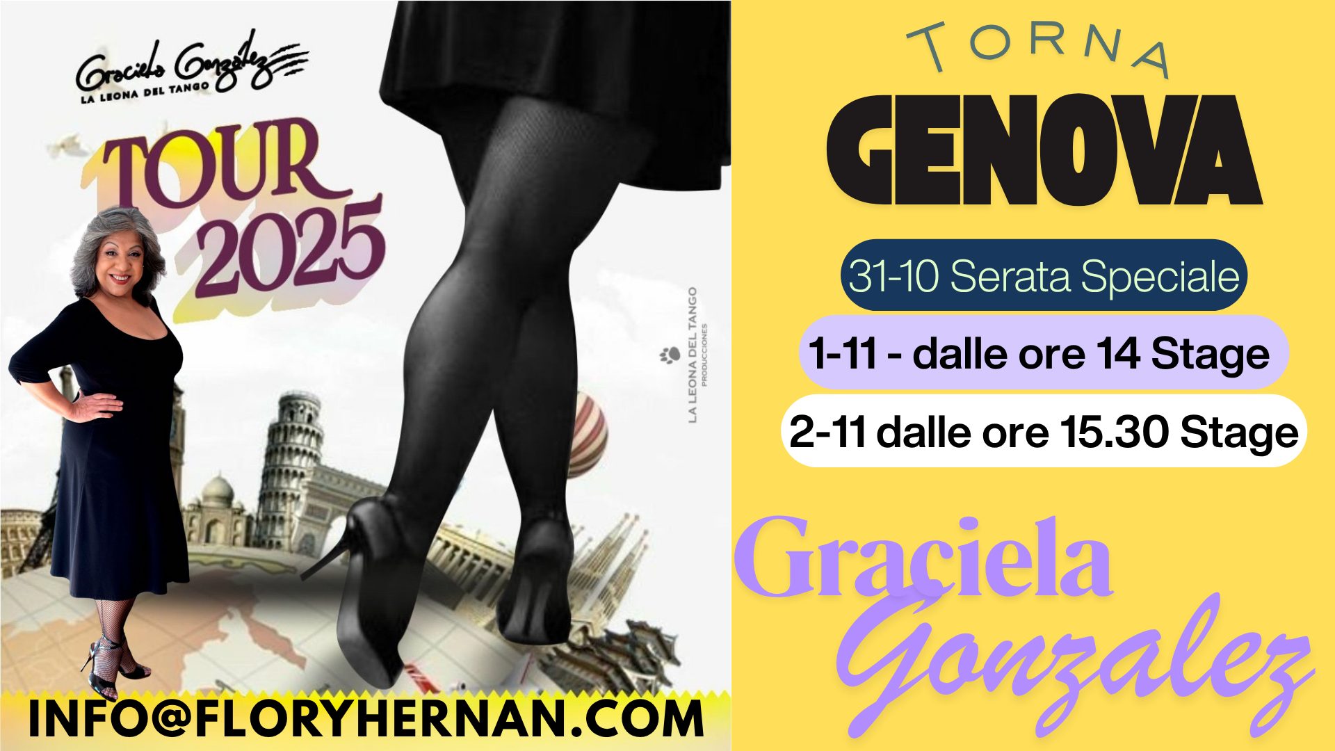 Graciela Gonzalez, la Leona del Tango a GENOVA