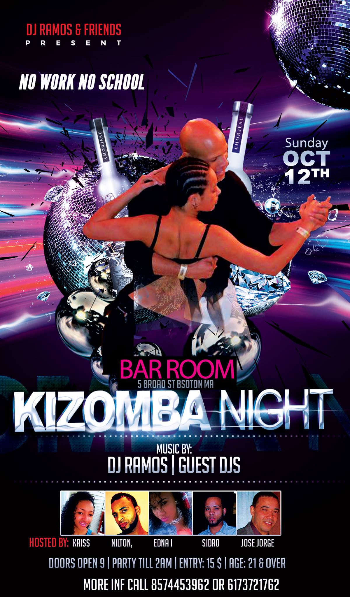 DJ Ramos&Friends Presents: KIZOMBA NIGHT @ The CLUB Bar Room 5 Broad st Downtown Boston Sunday Oct 12th 9 pm to 2 am.