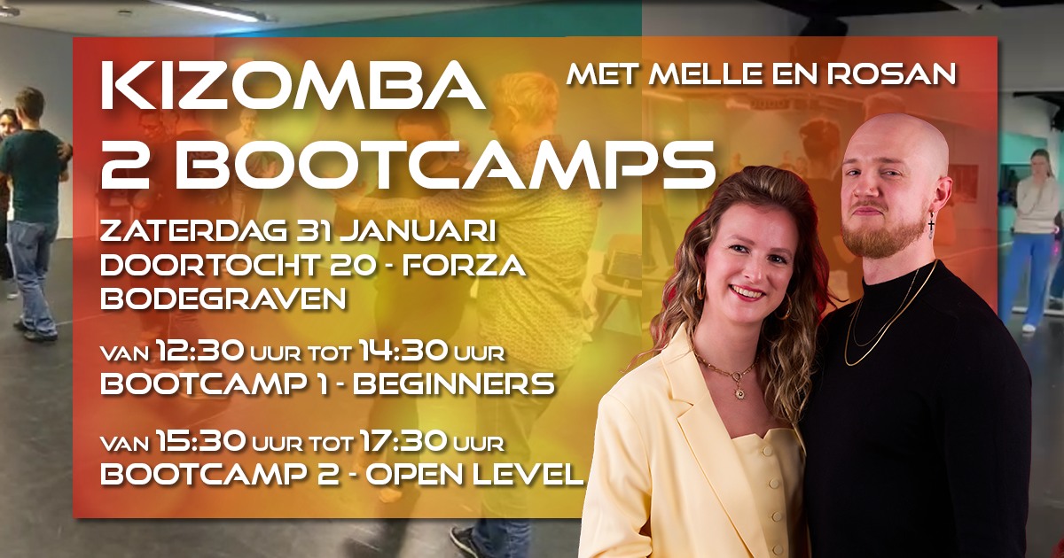 Kizomba 2 bootcamps: beginners & open level - met Melle en Rosan - Bodegraven