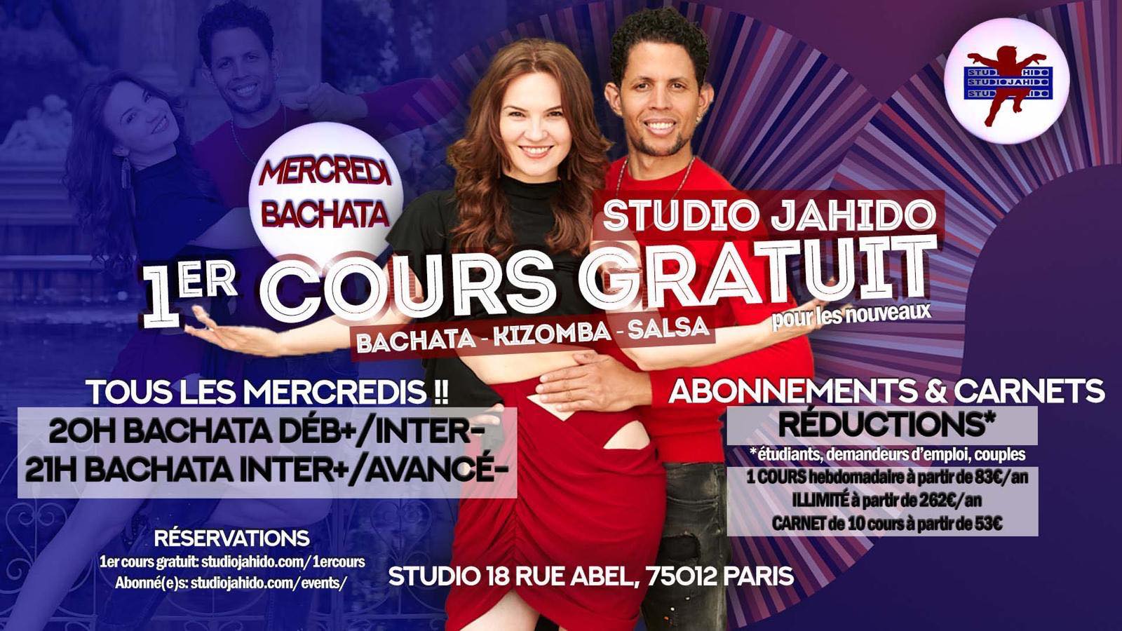 STUDIOJAHIDO-1erCoursBACHATAgratuits-MercrediJ@18rueAbelParis